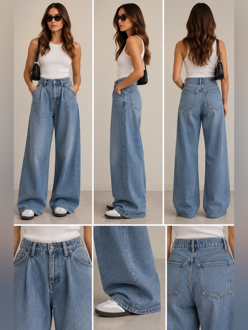 Zara Wide-Leg Denim Jeans in Medium Blue